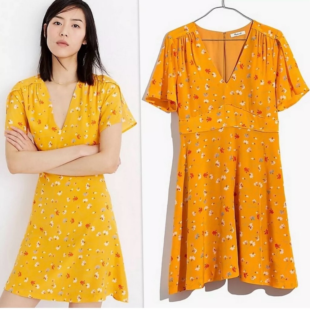 NWT - Madewell Belladonna Orange/Yellow Floral Mini Dress